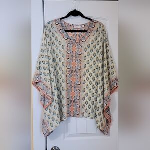 Belle by Kim Gravel Floral Blouse - Cream, Peach, Blue NWOT